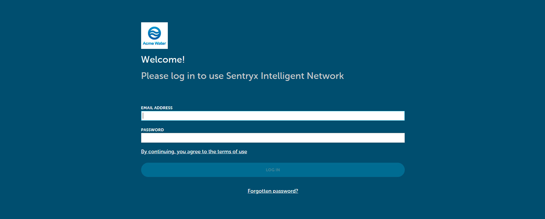 Logging on to Sentryx Intelligent Network – i2O Water